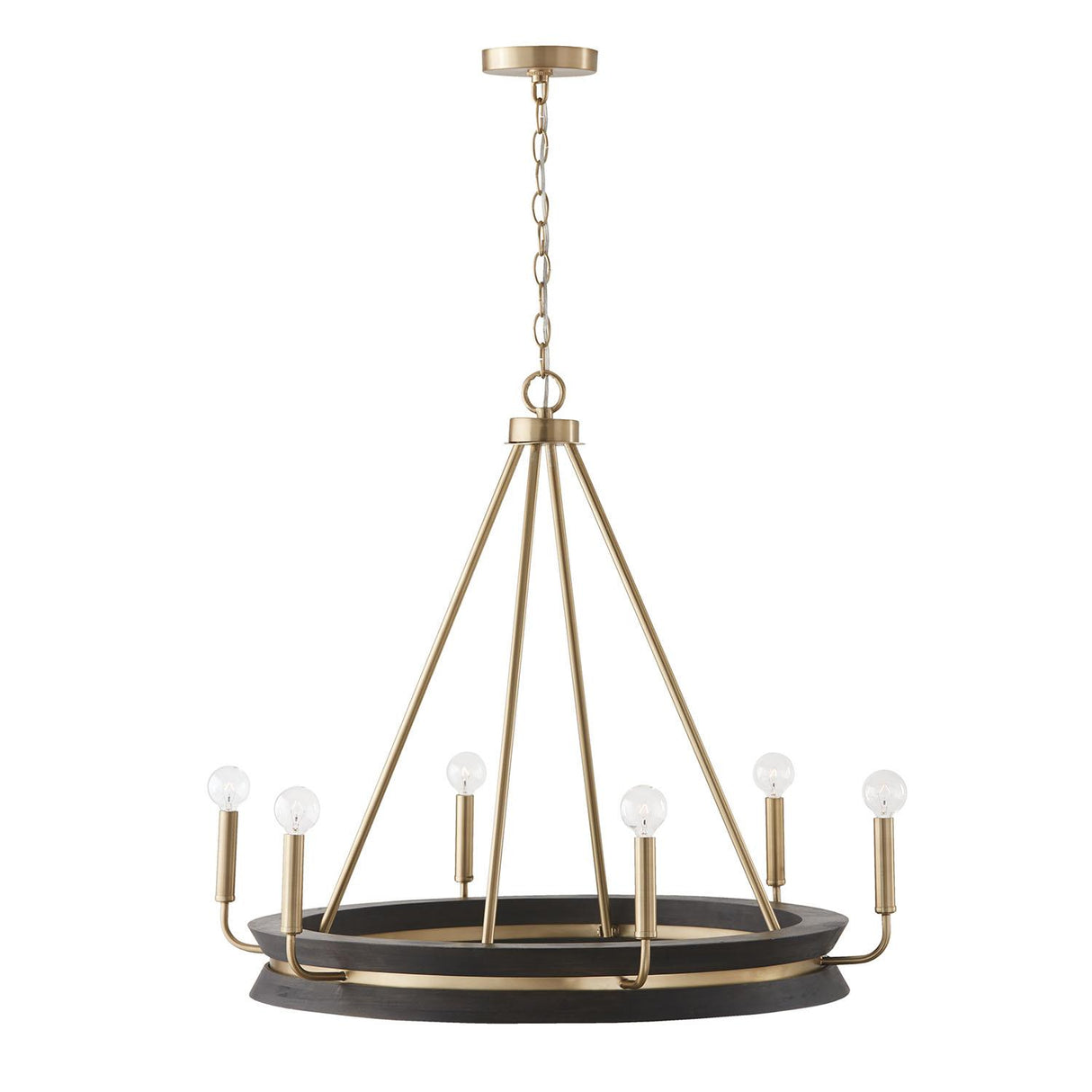 Capital Lighting 447361KR Finn 6 Light Chandelier Black Stain and Matte Brass