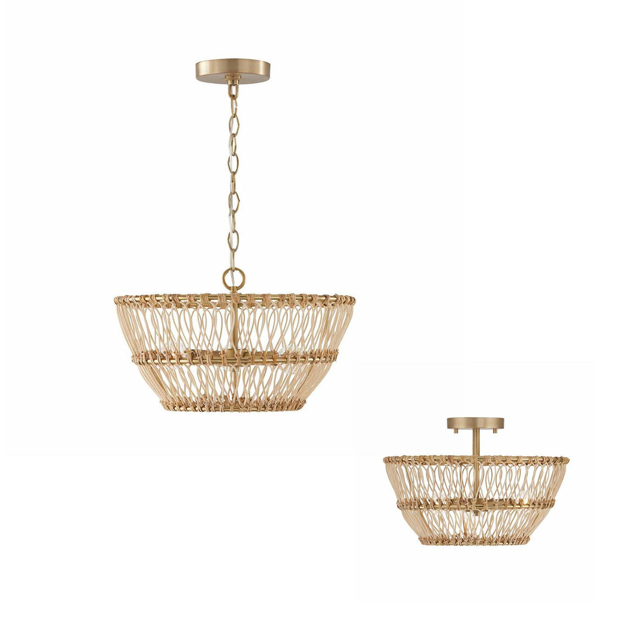 Capital Lighting 244131MA Wren 3 Light Dual Mount Semi-Flush/Pendant Matte Brass