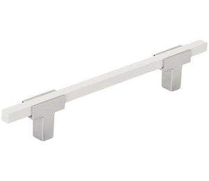 Amerock Cabinet Pull Polished Chrome/White 5-1/16 inch (128 mm) Center to Center Urbanite 1 Pack Drawer Pull Drawer Handle Cabinet Hardware