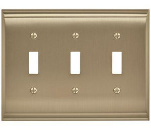 Amerock Wall Plate Golden Champagne 3 Toggle Switch Plate Cover Candler 1 Pack Light Switch Cover