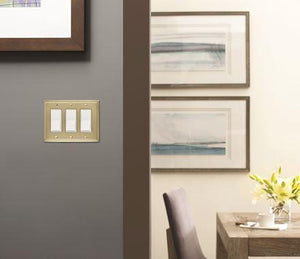 Amerock Wall Plate Golden Champagne 3 Rocker Switch Plate Cover Mulholland 1 Pack Decora Wall Plate Light Switch Cover