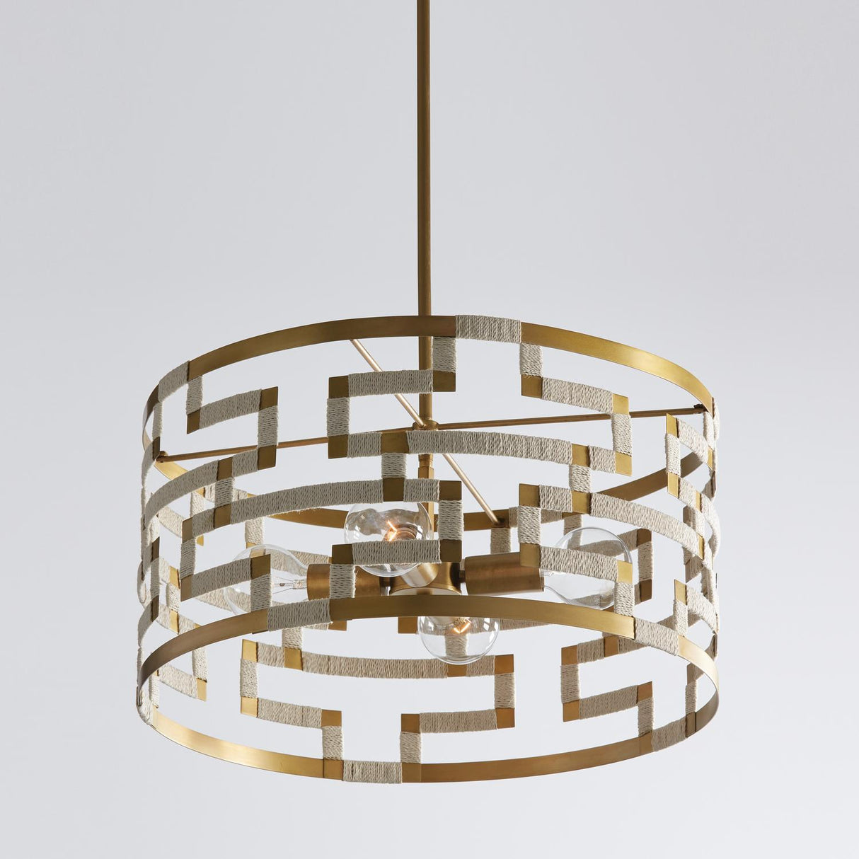 Capital Lighting 341041NL Hala 4 Light Pendant Bleached Natural Jute and Patinaed Brass
