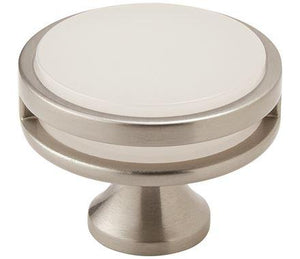 Amerock Cabinet Knob Satin Nickel/Frosted 1-3/8 inch (35 mm) Diameter Oberon 1 Pack Drawer Knob Cabinet Hardware