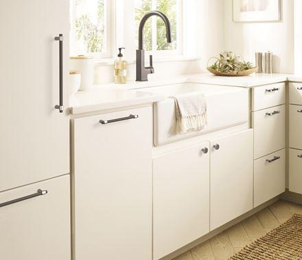 Amerock Cabinet Pull Polished Chrome/Matte Black 8-13/16 inch (224 mm) Center-to-Center Mergence 1 Pack Drawer Pull Cabinet Handle Cabinet Hardware