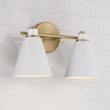 Capital Lighting 150121AW Bradley 2 Light Vanity Aged Brass and White