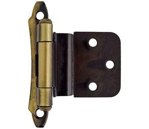 Amerock Cabinet Hinge 3/8 inch (10 mm) Inset Hinge Antique Brass 2 Pack Self-Closing Hinge Face Mount Hinge Cabinet Door Hinge