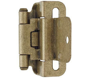 Amerock Cabinet Hinge 3/8 inch (10 mm) Inset Hinge Burnished Brass 2 Pack Self-Closing Hinge Partial Wrap Hinge Cabinet Door Hinge