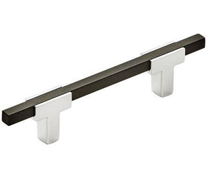 Amerock Cabinet Pull Polished Chrome/Brushed Matte Black 3-3/4 inch (96 mm) Center to Center Urbanite 1 Pack Drawer Pull Drawer Handle Cabinet Hardware