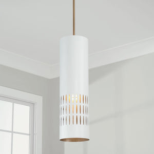 Capital Lighting 350211AW Dash 1 Light Pendant Aged Brass and White