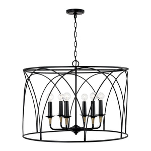Capital Lighting 345661KB Amara 6 Light Pendant Matte Black with Brass