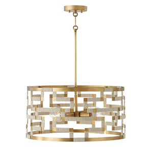 Capital Lighting 341041NL Hala 4 Light Pendant Bleached Natural Jute and Patinaed Brass