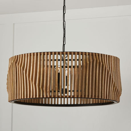 Capital Lighting 344664WK Archer 6 Light Pendant Light Wood and Matte Black