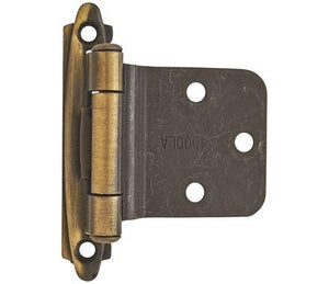 Amerock Cabinet Hinge Variable Overlay, Reverse Bevel Hinge Antique Brass 2 Pack Self-Closing Hinge Face Mount Hinge Cabinet Door Hinge