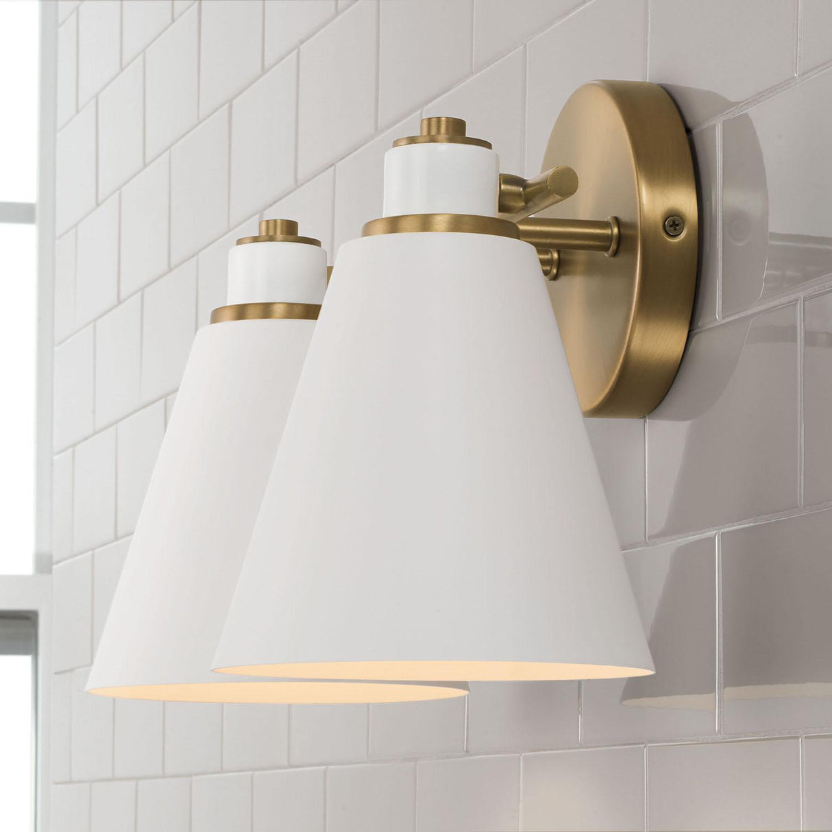 Capital Lighting 150121AW Bradley 2 Light Vanity Aged Brass and White