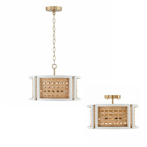 Capital Lighting 244341WM Lola 4 Light Semi-Flush Flat White and Matte Brass
