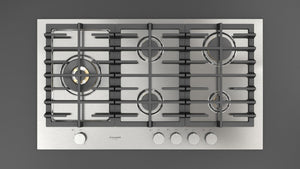 36" Matteo 400 Series Gas Cooktop, 5 Brass Burners, Wok Left