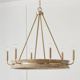 Capital Lighting 447361WS Finn 6 Light Chandelier White Wash and Matte Brass