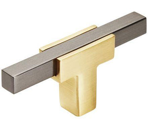Amerock BP67BGLBCR Kitchen Cabinet Door or Drawer Knob Brushed Gold/Black Chrome 2-3/4 inch (70 mm) Length Urbanite 1 Pack Furniture Hardware Bathroom Cabinet Hardware