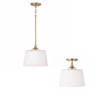Capital Lighting 248911AD Presley 1 Light Dual Mount Semi-Flush/Pendant Aged Brass