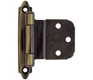 Amerock Cabinet Hinge 3/8 inch (10 mm) Inset Hinge Antique Brass 2 Pack Self-Closing Hinge Face Mount Hinge Cabinet Door Hinge