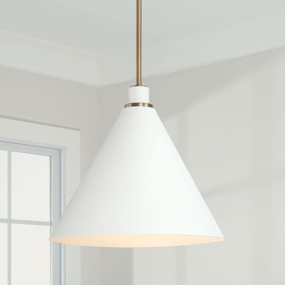Capital Lighting 350112AW Bradley 1 Light Pendant Aged Brass and White