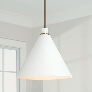 Capital Lighting 350112AW Bradley 1 Light Pendant Aged Brass and White