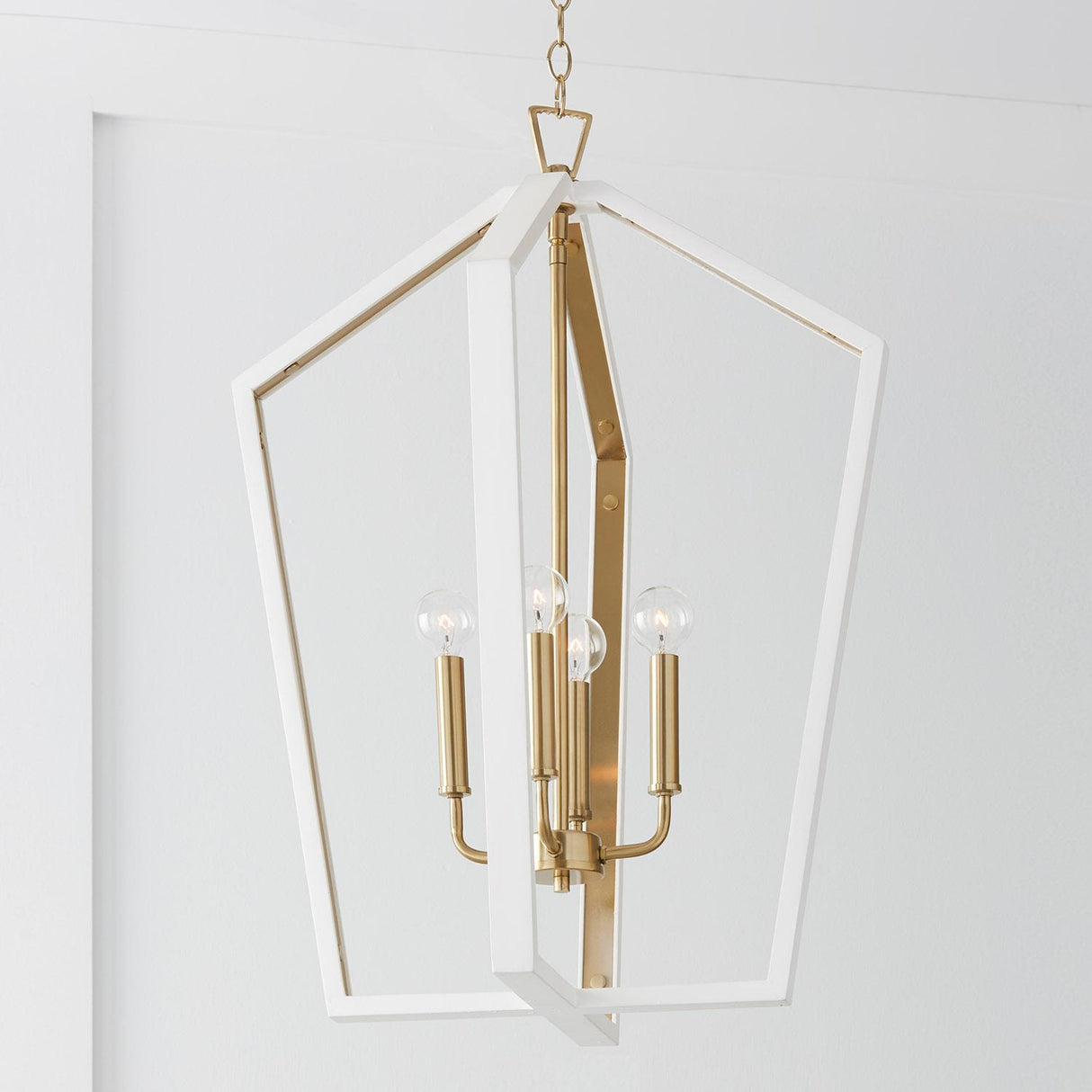 Capital Lighting 344541WM Maren 4 Light Pendant Flat White and Matte Brass