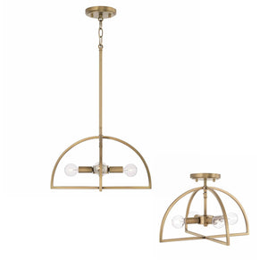 Capital Lighting 248841AD Lawson 4 Light Dual Mount Semi-Flush/Pendant Aged Brass