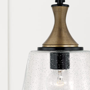 Capital Lighting 345611KB Amara 1 Light Pendant Matte Black with Brass