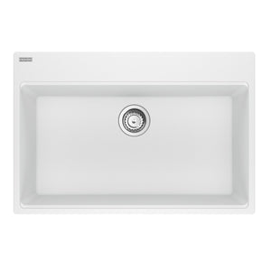 FRANKE MAG61031-PWT-S Maris Topmount 33-in x 22-in Granite Single Bowl Kitchen Sink in Polar White In Polar White