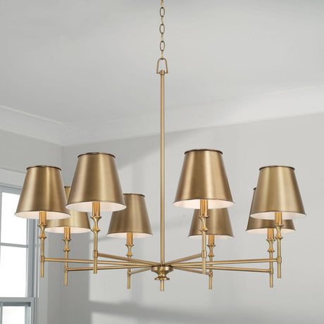 Capital Lighting 449781AD-707 Whitney 8 Light Chandelier Aged Brass