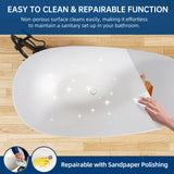 New England Home Goods 67" Oval Freestanding Deep Soaking Tub Solid Surface Bathtub with Slim Rim