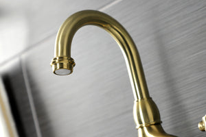Kingston Brass KS7997AL English Country Bridge Bathroom Faucet with Brass Pop-Up, Brushed Brass