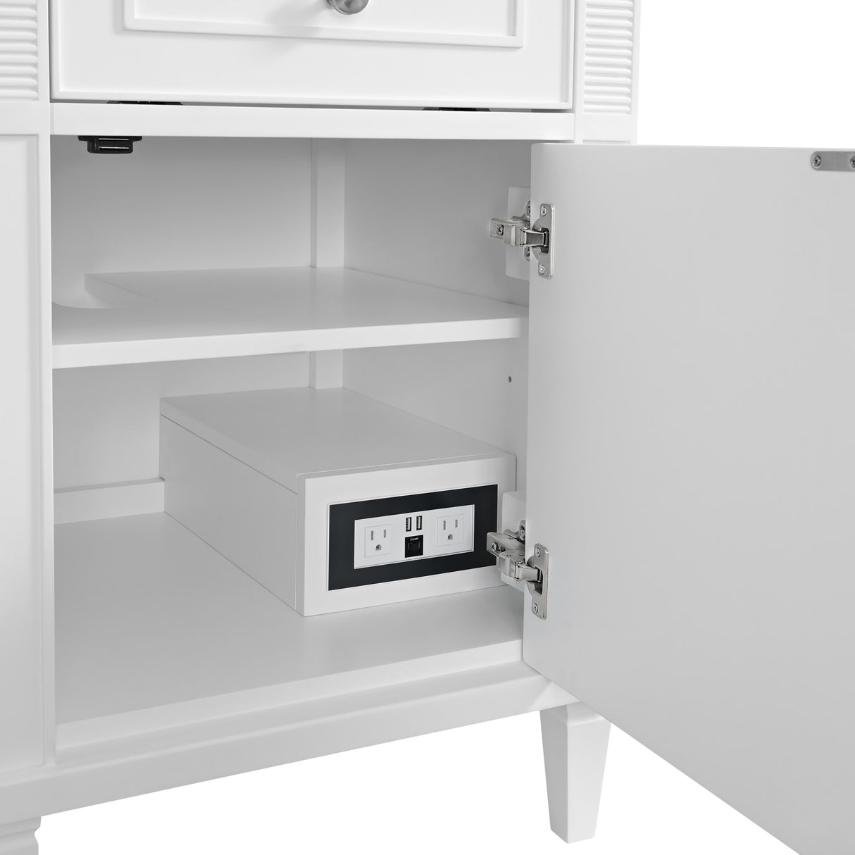 Lorelai 60" Double Vanity, Bright White, w/ 3 CM Siberian Silestone Top w/FreePower Wireless Charger