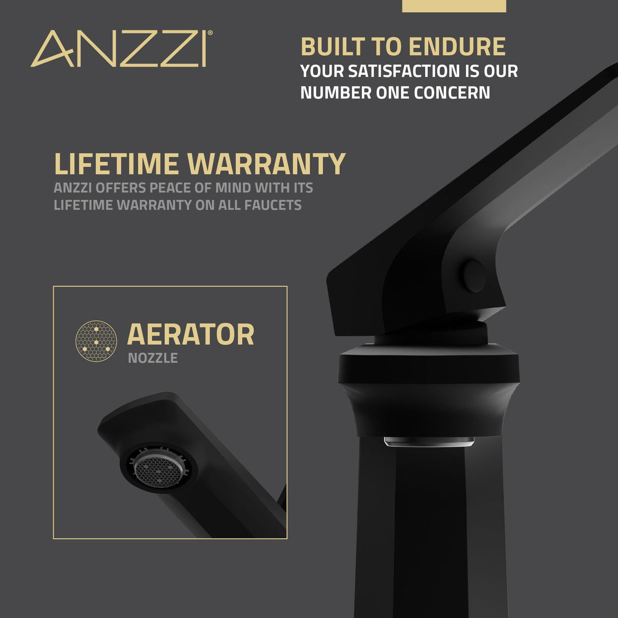 ANZZI L-AZ903MB Single Handle Single Hole Bathroom Faucet With Pop-up Drain in Matte Black