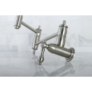 Kingston Brass KS3108AL Restoration Wall Mount Pot Filler Kitchen Faucet, Brushed Nickel
