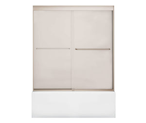 MAAX 135661-978-305-000 Aura 55-59 x 57 in. 6 mm Sliding Tub Door for Alcove Installation with Frosted glass in Brushed Nickel
