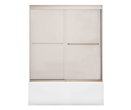 MAAX 135661-978-305-000 Aura 55-59 x 57 in. 6 mm Sliding Tub Door for Alcove Installation with Frosted glass in Brushed Nickel