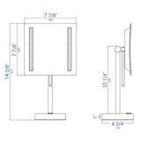 ALFI brand ABM8FLED-BN Brushed Nickel Tabletop Square 8" 5x Magnifying Cosmetic Mirror with Light