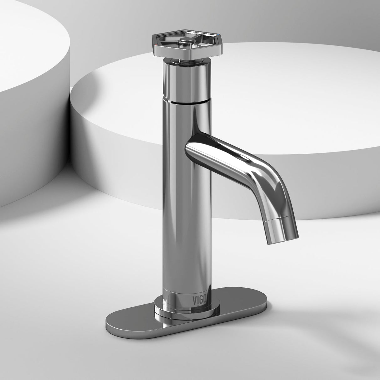 VIGO Ruxton Pinnacle 1-Handle Single Hole Bathroom Faucet with Deck Plate in Chrome VG01050CHK1