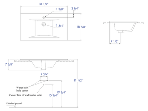 EAGO BB127 White Ceramic 32"x19" Rectangular Drop In Sink