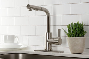 Gourmetier LS2718CTL Continental Single-Handle Kitchen Faucet with Pull-Out Sprayer, Brushed Nickel