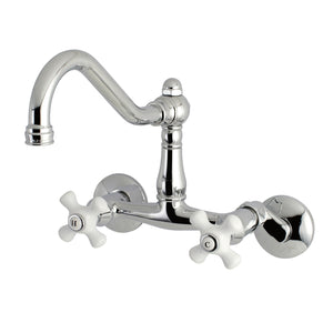 Kingston Brass KS3221PX Vintage 6" Adjustable Center Wall Mount Kitchen Faucet, Polished Chrome