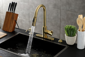Gourmetier LS8783CTL Continental Single-Handle Pull-Down Kitchen Faucet, Brushed Brass