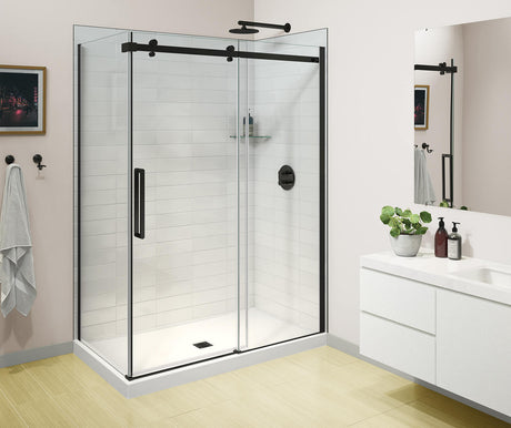 MAAX 138541-810-340-000 Halo Pro GS 56  ½-59 X 78 ¾ in. 8mm Sliding Shower Door for Alcove Installation with GlassShield® glass in Matte Black