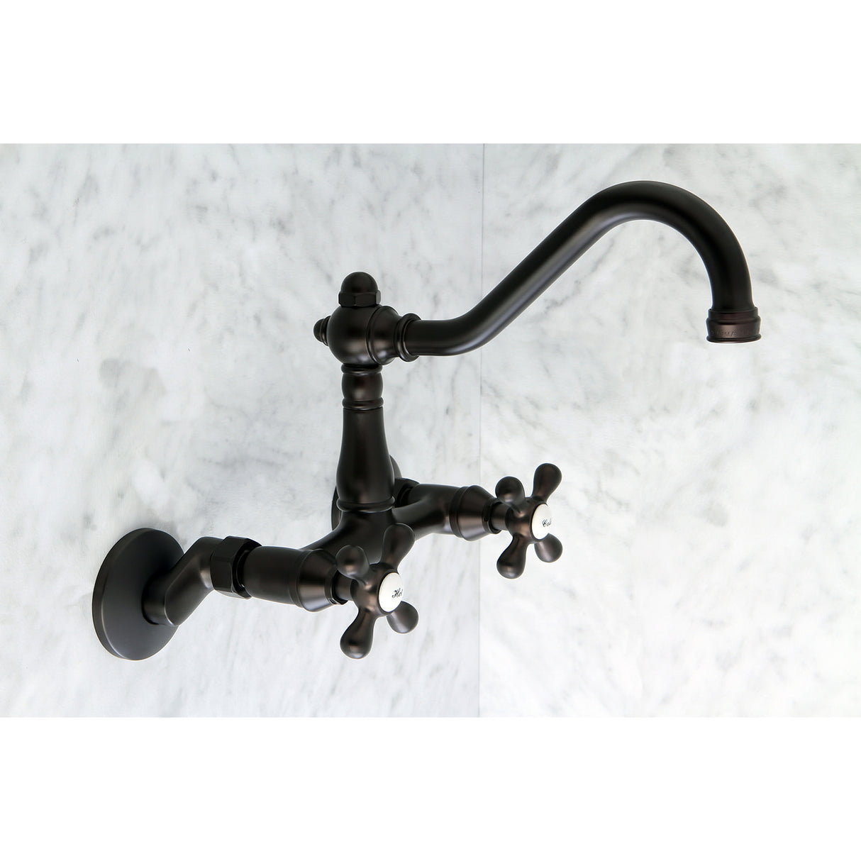 Kingston Brass KS3225AX Vintage 6" Adjustable Center Wall Mount Kitchen Faucet, Oil Rubbed Bronze