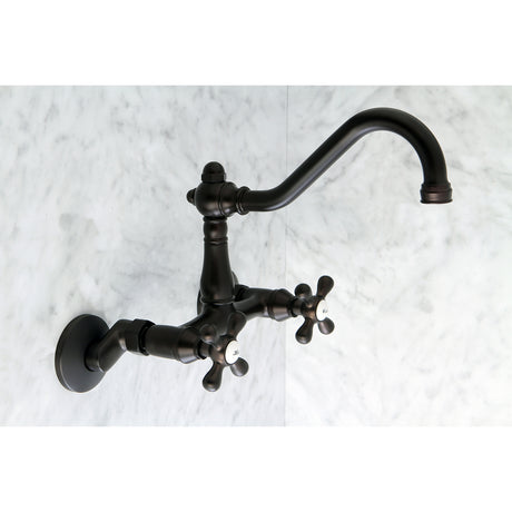 Kingston Brass KS3225AX Vintage 6" Adjustable Center Wall Mount Kitchen Faucet, Oil Rubbed Bronze