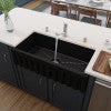 36" Black Matte Reversible Smooth / Fluted Single Bowl Fireclay Farm Sink