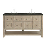 Breckenridge 60" Double Vanity, Whitewashed Oak, w/ 3 CM Phantome Eclos Top