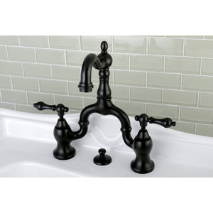 Kingston Brass KS7975AL English Country Bridge Bathroom Faucet with Brass Pop-Up, Oil Rubbed Bronze